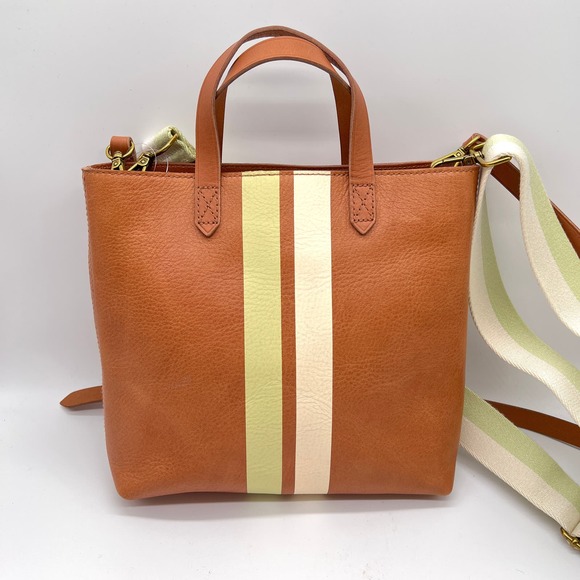 MADEWELL The Zip Top Transport Crossbody Bag Striped Edition Desert Camel NWT - Picture 2 of 11